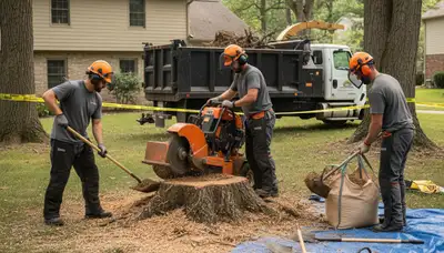 Clearwater, FL stump removal service clearing a tree stump from a Pinellas County property