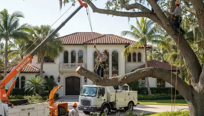 Tree service crew in Clearwater, FL performing professional tree removal for a local property