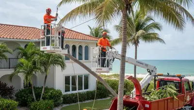 Tree service crew in Clearwater, FL performing professional tree removal for a local property
