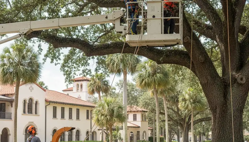 Tree service crew in Clearwater, FL performing professional tree removal for a local property