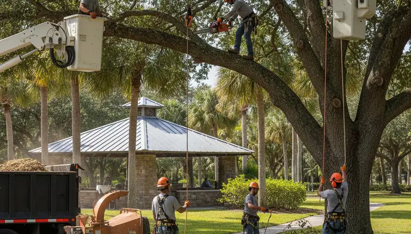 Tree service crew in Clearwater, FL providing professional tree removal for local homeowners