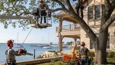 Tree service crew in Clearwater, FL performing professional tree removal for a local property