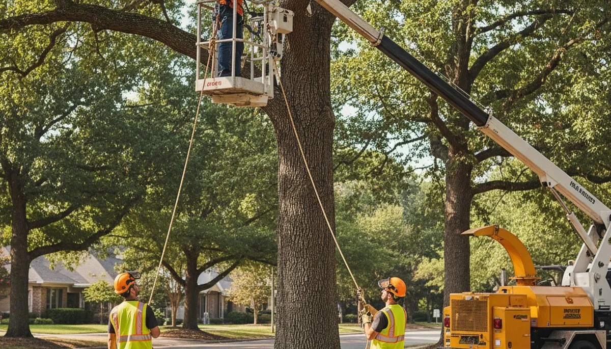 Tree service crew trimming trees in Clearwater, FL for safe, healthy growth