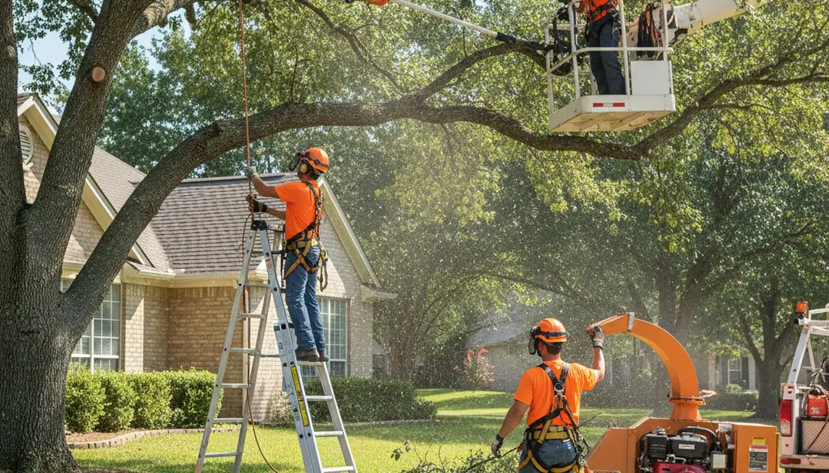 Tree trimming crew in Clearwater, FL pruning trees for safer, healthier growth